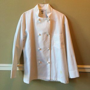 EWC White Knot Button Chef Coat / Jacket,  Sz 46